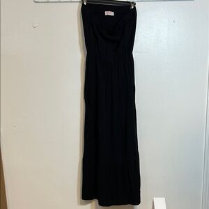 C+D+M Black Maxi Dress Halter Strapless Beach Cover Up 6303